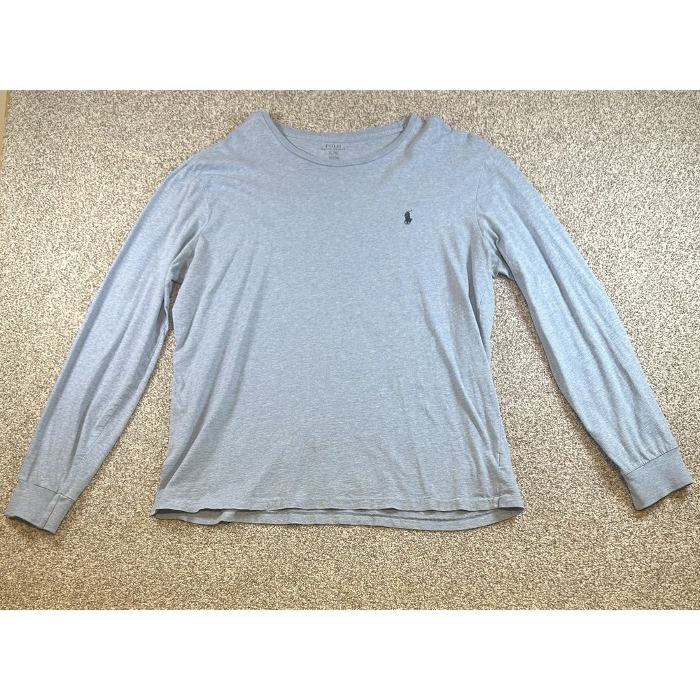 Polo Ralph Lauren Shirt Mens Large Light Blue Long Sleeve Cotton Pullover Crew